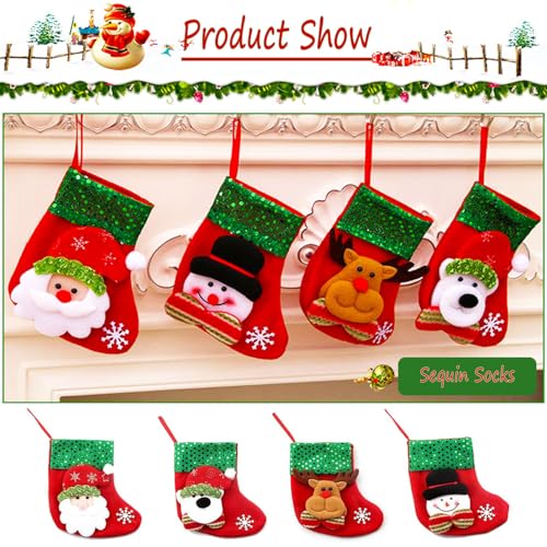 8 Stück Christmas Stocking, Hängende Weihnachtsdeko, Nikolausstrumpf Personalized, Befüllen Und Aufhängen Weihnachtsstrumpf, Für Weihnachtsbaum, Kamin, Schaufenster, Hängende Weihnachtsdeko (A)