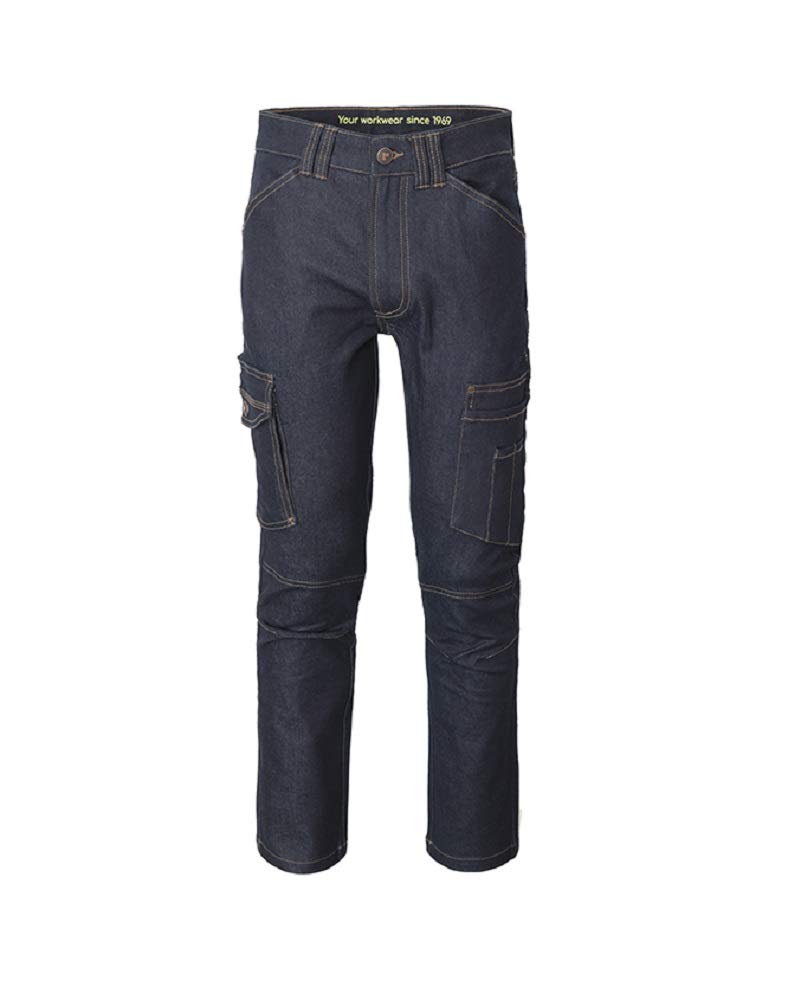 Rossini A00147 Pantalone Jeans Cargo Soul da lavoro multitasche unisex in denim stretch chiusura con cerniera e bottone Blu