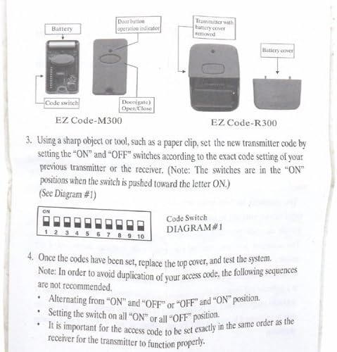 Simply Silver - 10 Digit Pins EZ Code Remote Control Garage Door Gate Opener Transmitter 300 MHz