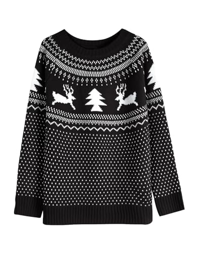 Image of Women's Long Sleeve Crewneck Casual Fall Winter Fair Isle Pullover Sweaters