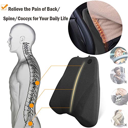 QBUC Car Back Support Car Lumbar Pillow for Back/Spine/Coccyx Pain