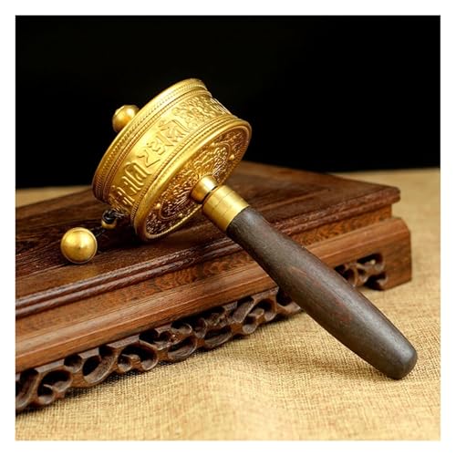 CFFQDQUANB Buddhist Prayer Wheel, Wooden Handle Premium Buddha Scriptures Prayer Wheel for Relaxing, Praying, Meditation, Healing