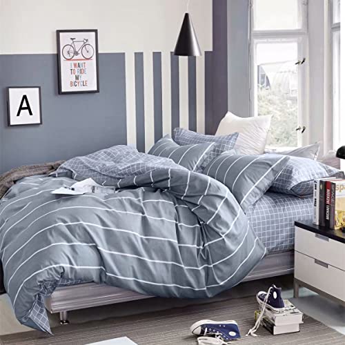 BEDSURE Bettwäsche 135x200 4teilig Anthrazit - Bettwäsche Grau 2 Bettbezüge 135x200 cm + 2 Kissenbezüge 80X80 cm, ÖKO-TEX Bettwäsche-Sets Polyester Mikrofaser mit Reißverschluss 4 KEAYOO Bettwäsche 155x 220 Grau für Winter bis Sommer Weiß Gestreift 100% Baumwolle mit Reißverschluss 2 teilig