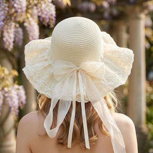 Sombrero de paja para mujer verano ala ancha playa miniatura 4