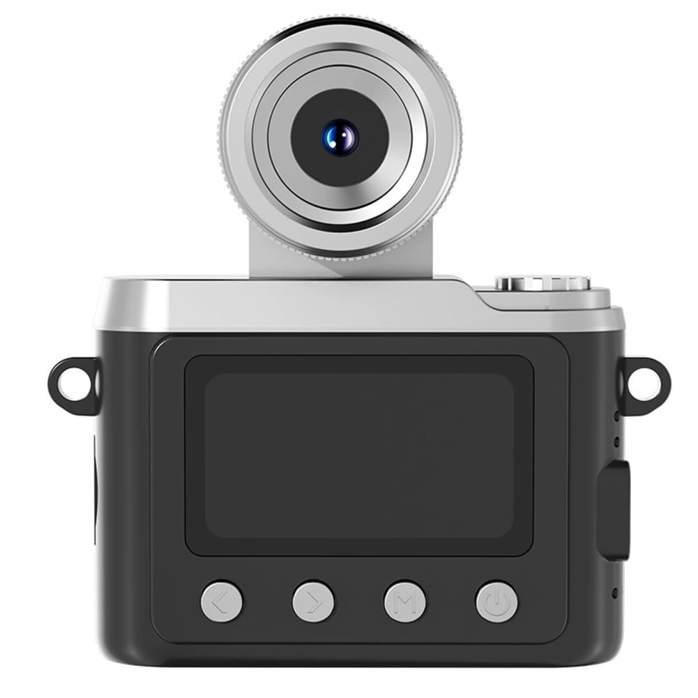 UDSKNV[KSL Y7000 Mini Keychain Camera 1080P HD Retro Compact Video Recorder with Integrated Screen Flash Lamp Portable Design Black