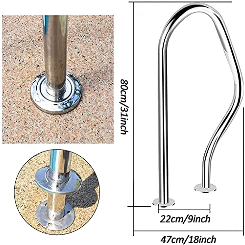 Main courante de piscine en inox argenté pour escalier extérieur