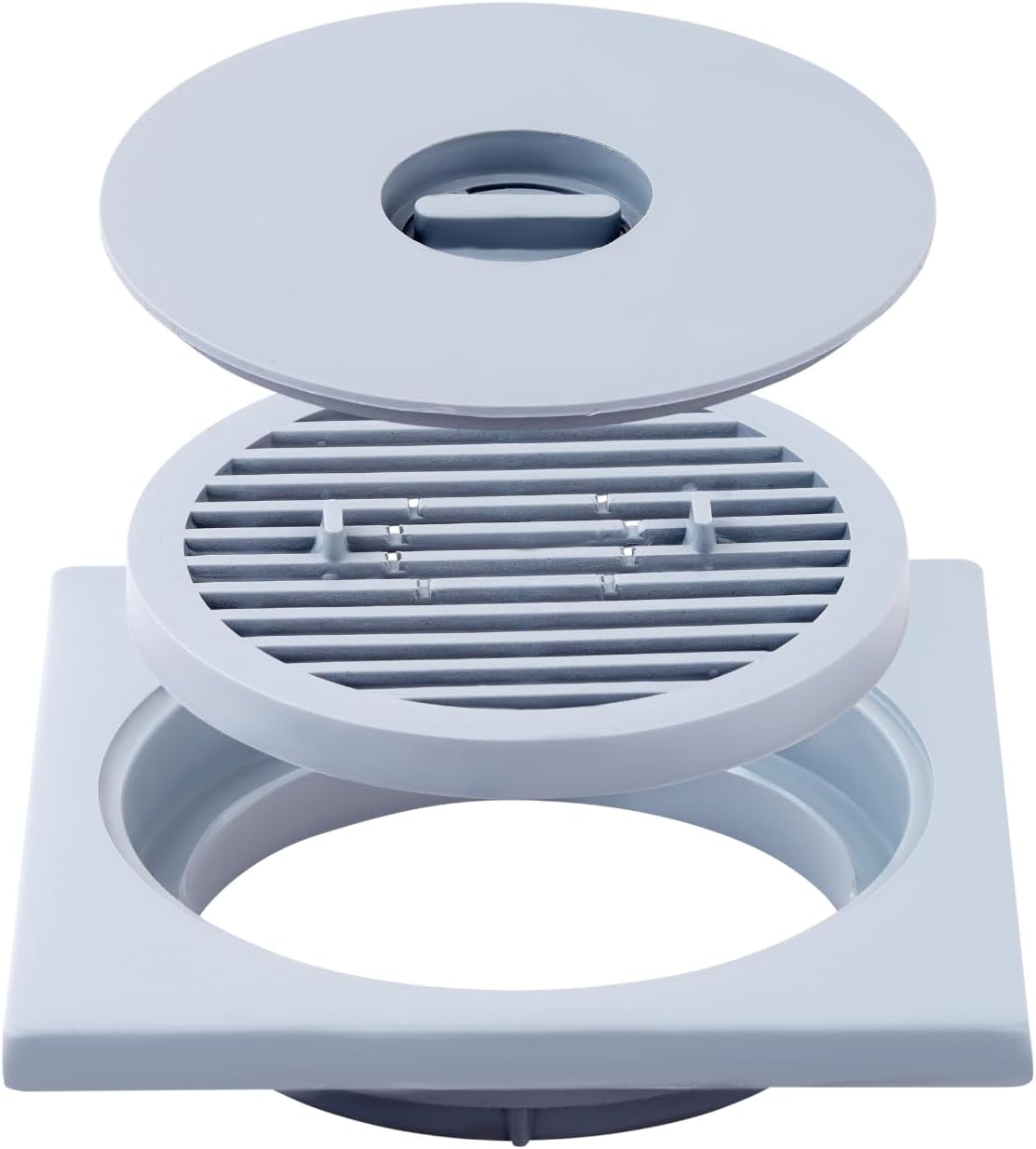 New Ware Square 3 Pc 6 * 6 PVC Bathroom Jali/Trap Floor Drain Water Drain Grating (Gray)