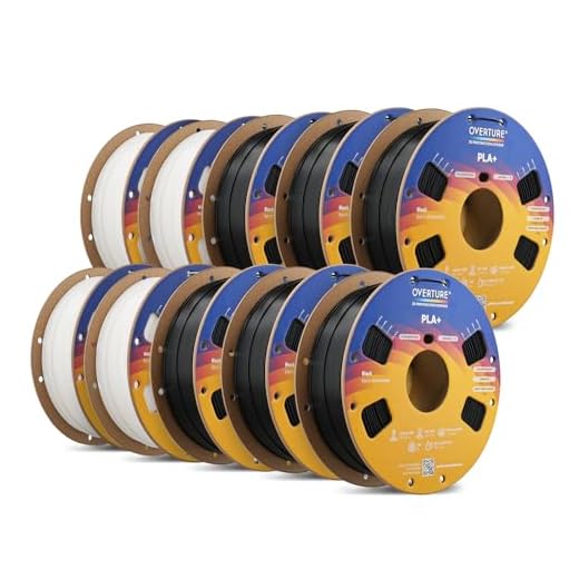 OVERTURE 10KG Bundle High Speed PLA+ 3D Printer Filament 1.75mm, Upgraded Rapid PLA 2.0 with Enhanced Toughness & Stability, 10 Pack 1kg Spool (2.2lbs) Fit Most FDM 3D Printers (Black*6+White *4)