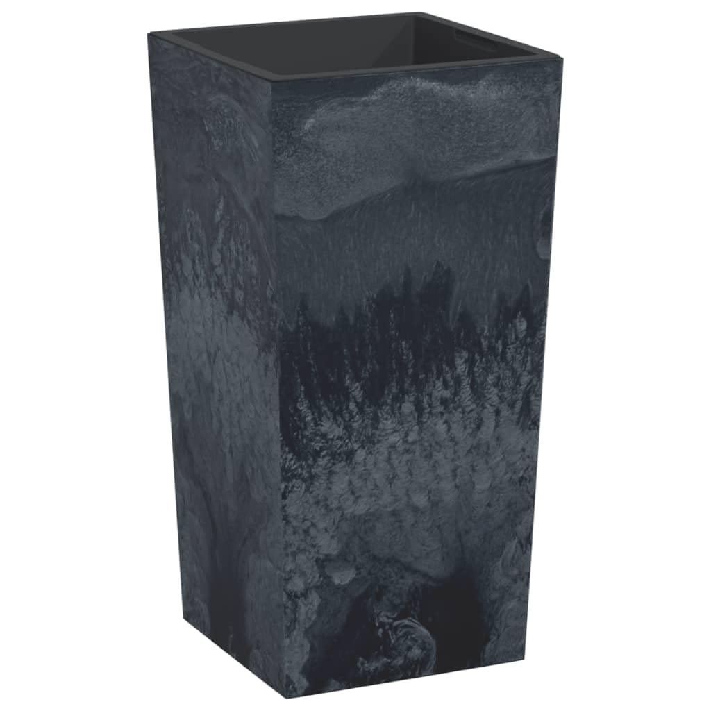 Pflanzkübel in Beton-Optik 50cm Hoch - Blumentopf mit herausnehmbarem Einsatz 11L/26,5L - Quadratisches Pflanzgefäß aus PP-Kunststoff für Garten, Balkon und Terrasse, Anthrazit