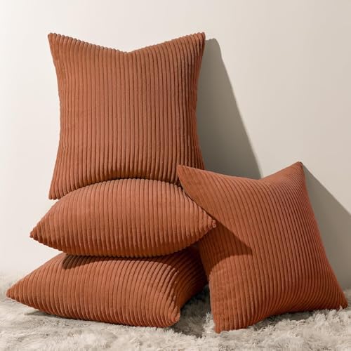 Topfinel Decorative Terracotta Throw Pillow Covers Cushion Cases,Set of 4 Soft Velvet Modern Double-Sided Designs,Rustic Fall Home Decor,Pillow Inserts Not Included 18x18 inch