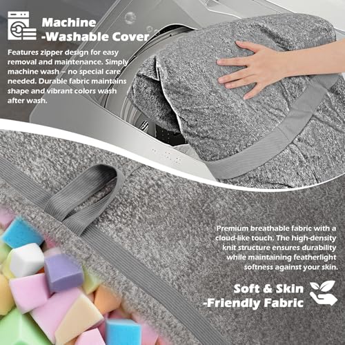 Image of 6FT Bean Bag Chair 6'Giant Bean Bag Chairs with Adults, Large Beanbag Chair | Bean bag Lounger with Machine Washable Cover Luxurious Velvet Fabric, Comfy Chairs for Living Room, Bedroom, Dorm, Darkgrey