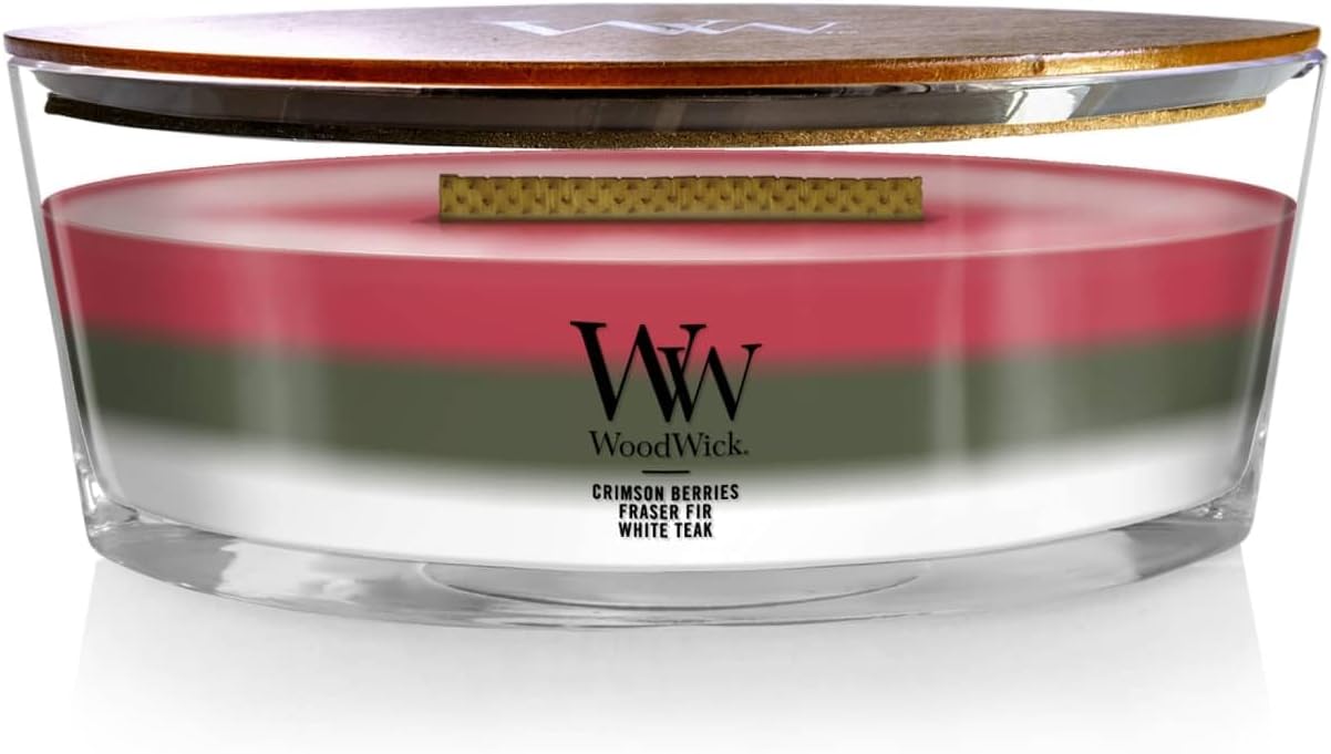 WoodWick Winter Garland Trilogy Holiday Candle Gifts for Women and Men, 16 oz Ellipse Trilogy Candle with Crackling Wick