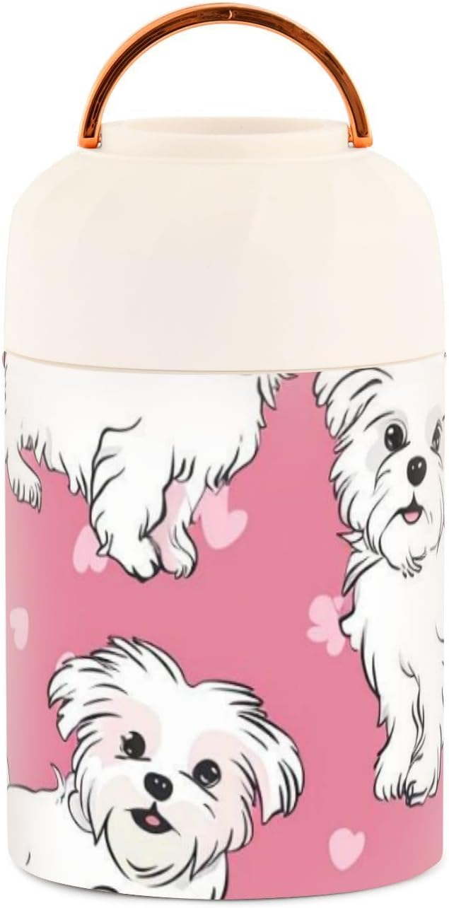 Cartoon Puppy Stainless Steel Vacuum Insulated box containers for hot food with spoon for school drinks