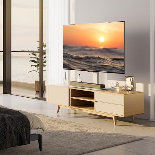 FITUEYES 50-85 inch Tabletop TV Stand, Stable TV Pedestal Stand with Height Adjustment, 80° Swivel & Tempered Glass Base, Holds 65kgs, Max VESA 800X600 mm White - Image 9