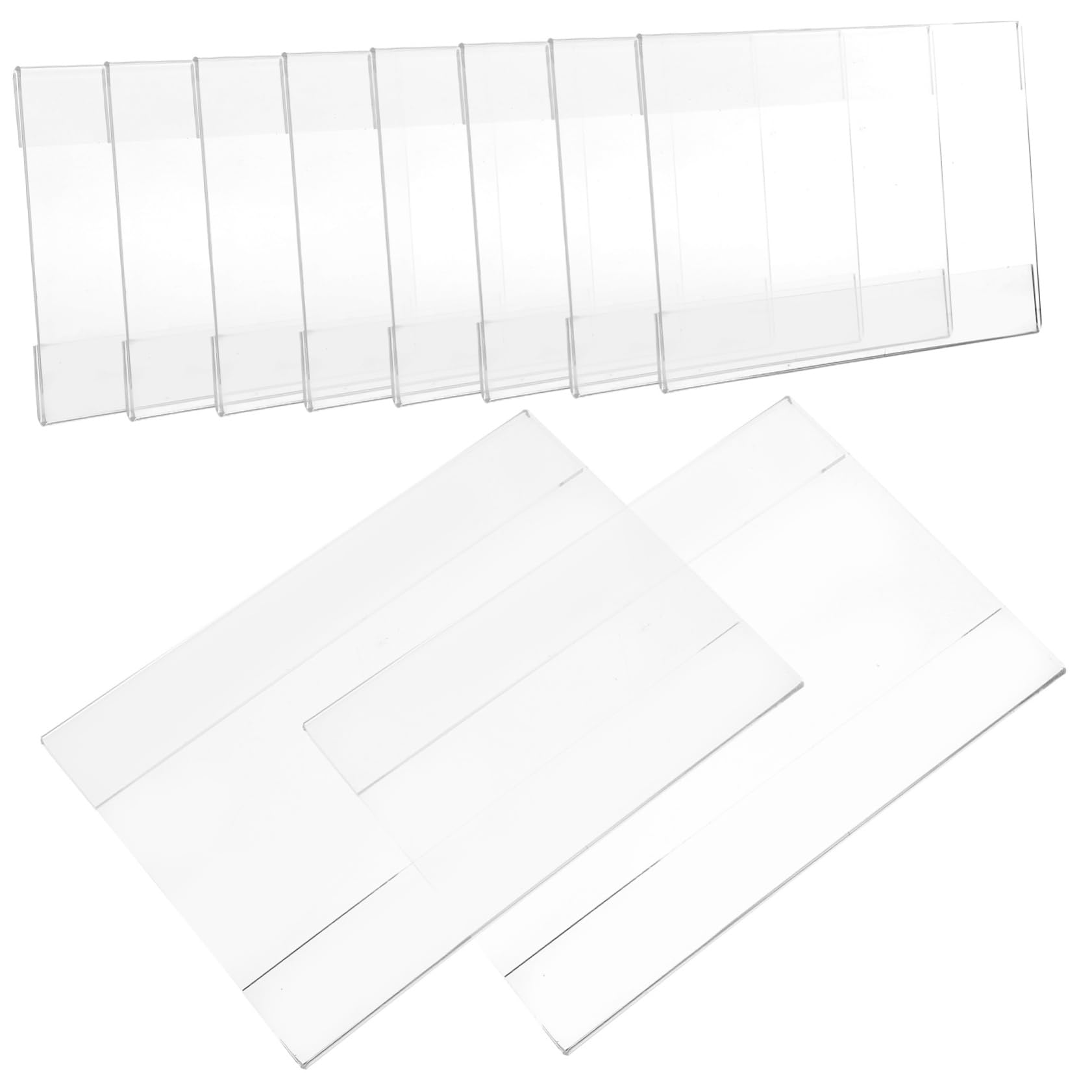 4 Set Supporto Per Cartellini Dei Prezzi Trasparenti Cavalletti Per Cartellini Espositivi Etichetta Del Mercato Giradischi Espositore Per Carte Adesivi Supporti Per 10 pezzi*4