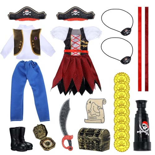 20 Pcs Christmas Elf Pirate Costume for Kids Skeleton Clothes Accessory Set