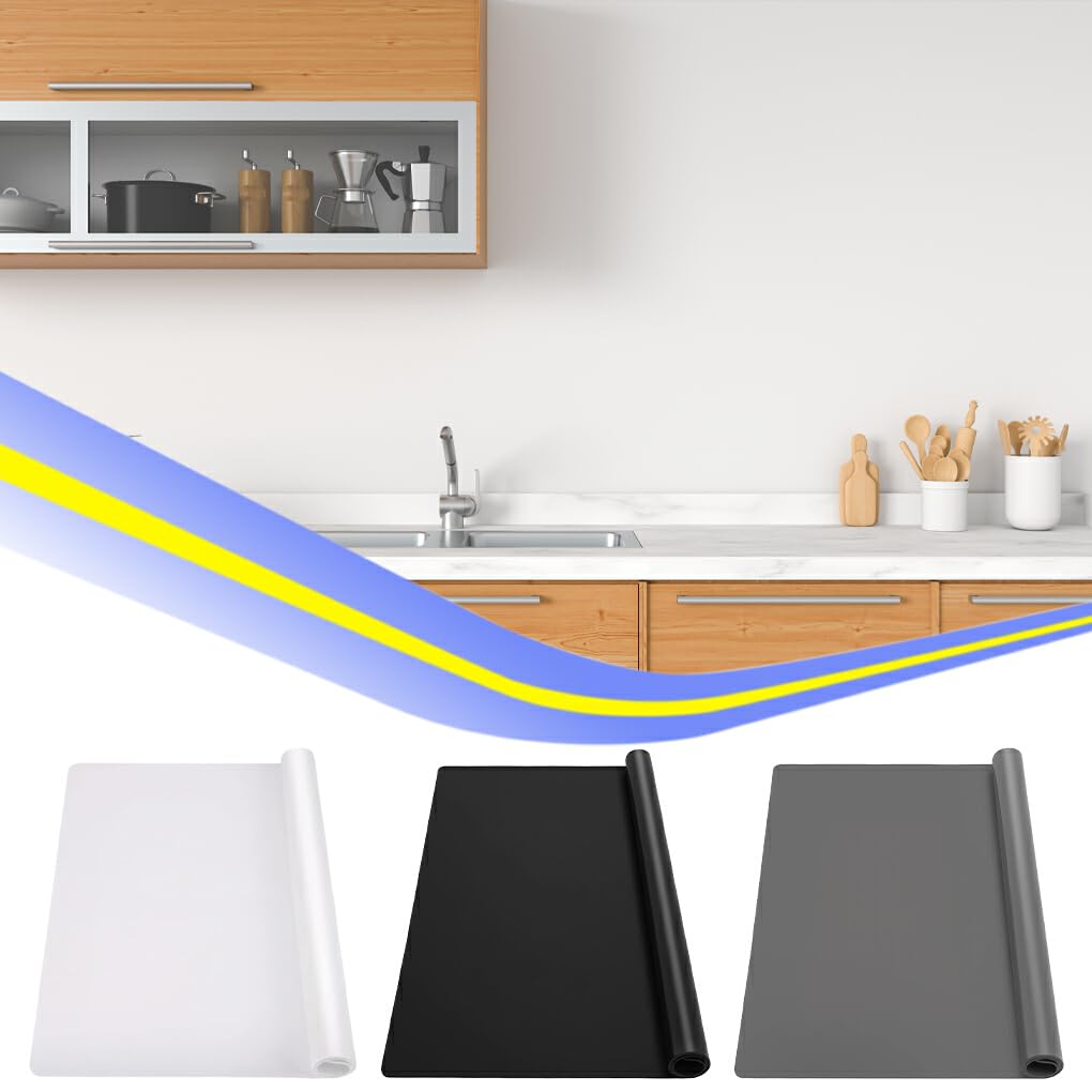 VUIUYOIES Tapis de Plat à Manger Tapis en Silicone Extra Large et épais pour napperon de Table Tapis en Silicone napperon de Table de Nombreuses utilisations, Noir