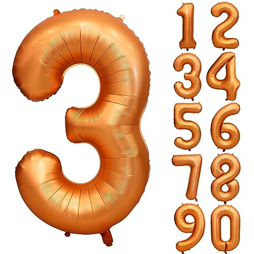 Palloncino arancione per compleanno, numero 3, a colori, palloncino gigante in pellicola Mylar elio palloncino ad aria per matrimonio, baby shower, anniversario, decorazione di compleanno per ragazze