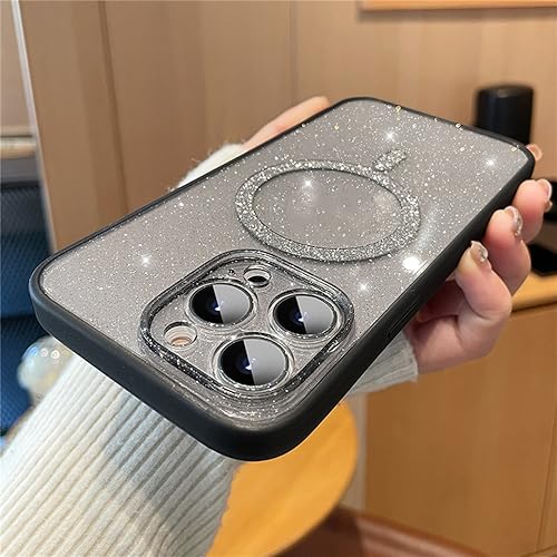 Étui transparent à paillettes iPhone 12 Pro ENILSA magnétique noir