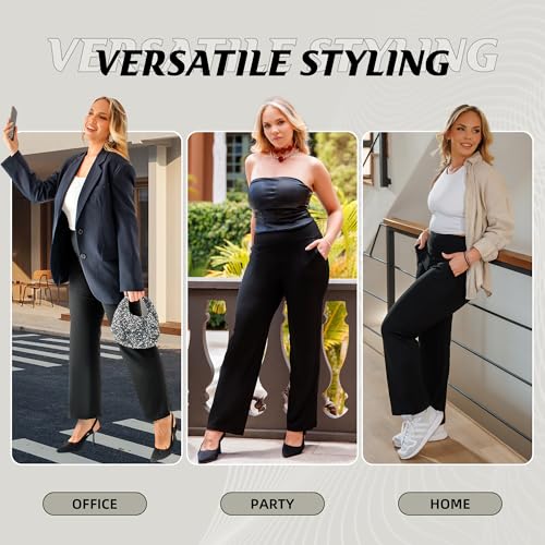 Walifrey Wide Leg Pants Woman Casual Sweatpants with Pockets for Women High Waist Loose Stretch Trousers4