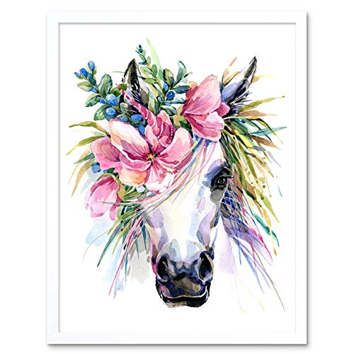 Wee Blue Coo Einhorn mit Blumenkranz Kunstplakat Gerahmter Druck 30x40 cm Wee Blue Coo Einhorn mit Blumenkranz Kunstplakat Gerahmter Druck 30x40 cm
