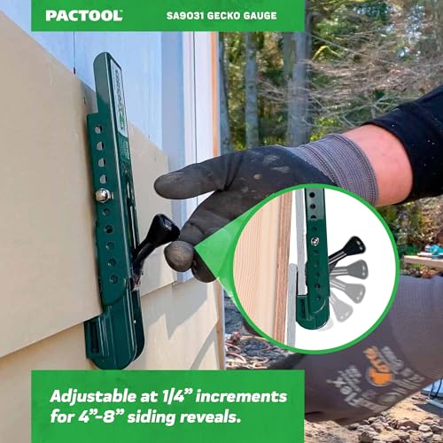 Image of PacTool SA9031 Gecko Gauge Siding Mounting Kit With Pouch - For Use with 5 /16-Inch Fiber Cement Siding, James Hardie's Updated HZ5 Series - Lap Siding Gauge - Essential Siding Tools