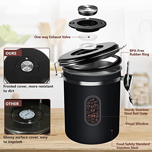 ROCKY&CHAO Kaffeedose Luftdicht aus Edelstahl 2,8L Kaffeebhnen Behälter mit Sichtfenster an der Seite 1kg Vorratsdose für Tee Nüsse Kakao… – Ansicht 3
