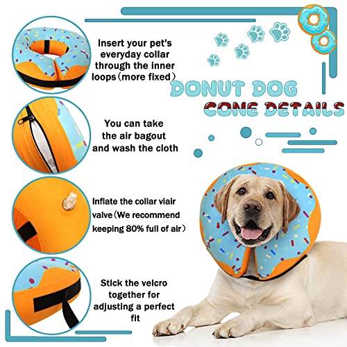 Recovery Donut Collar for Dogs  Catinflatable Dog Cone Collar Alternative After Surgerysoft Dog Cone for Large Medium Small Dogadjustable Dog Neck Donut Collarbluexlarge  Cucciolini Doodles Recovery donut collar for dogs  catinflatable dog cone collar alternative after surgerysoft dog cone for large medium small dogadjustable dog neck donut collarbluex large   cucciolini doodles