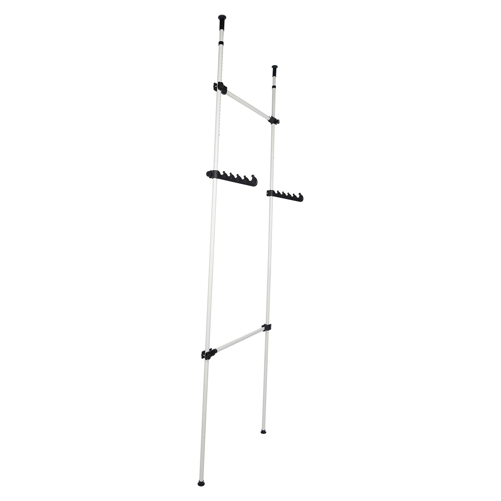 Télescopique Garde-Robe Système Penderie Telescopique Garde Robe 2 Barres 2 Pôles Penderie Ouverte Telescopique largeur (80-139cm) x hauteur (281-329cm) Réglable