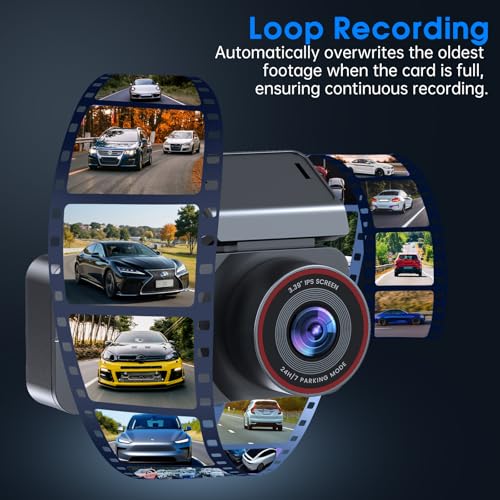 Dash Cam Front and Rear, 2.5K /1080P QHD Dual Dash Camera for Cars, Super Night Vision Dashcam, Loop Recording, 3.39” IPS, 64GB Card Included, 160° Wide Angle, Parking Mode - Black Pro - Image 6