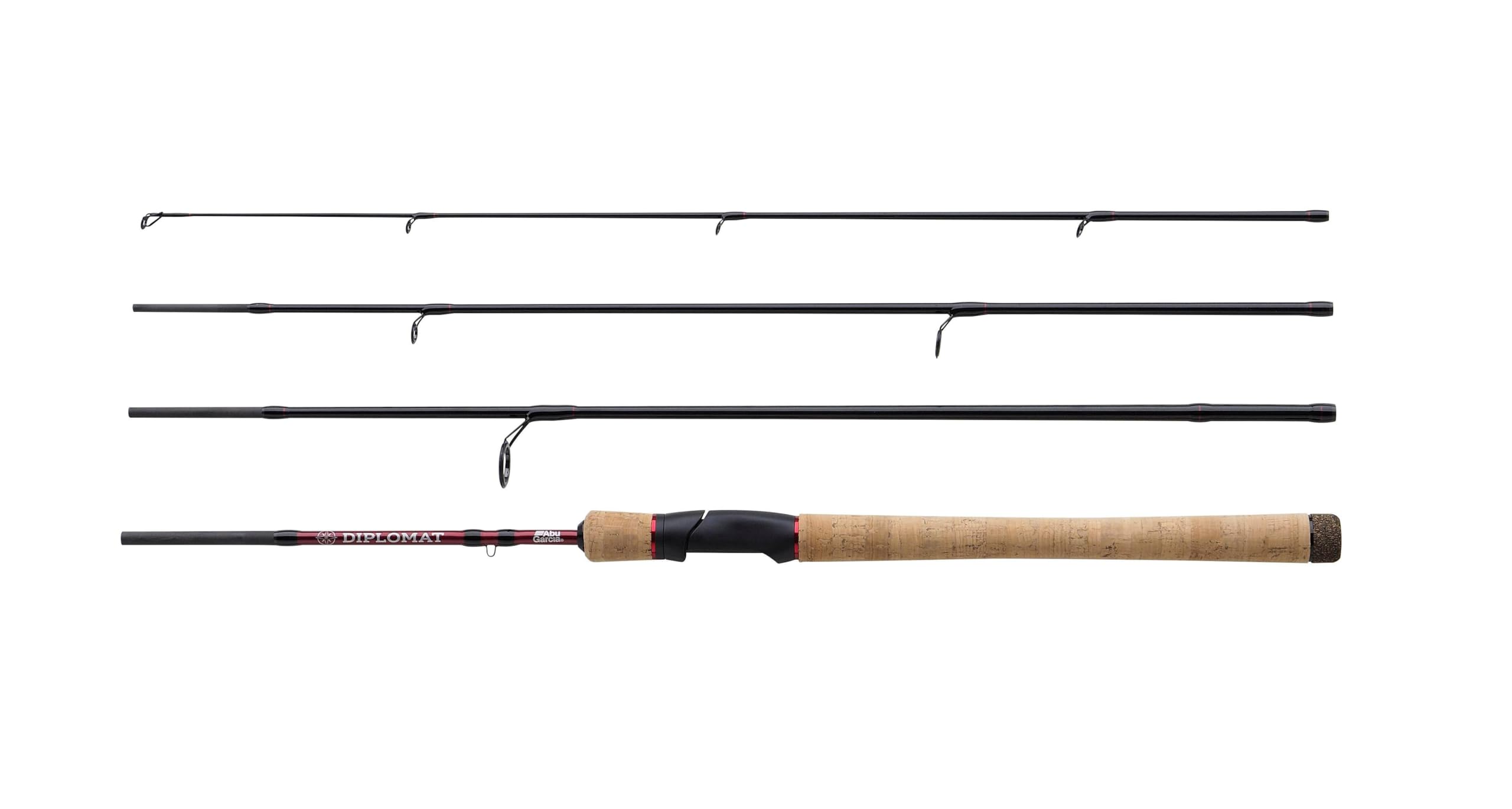 Abu Garcia Diplomat V2 Travel Fishing Rod – Compact 4-Piece Carbon Travel Rod for Multiple Species, Premium Cork Handle, Ideal for Freshwater and Saltwater Fishing 2.74m 12-32G