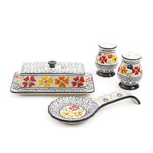 Gibson Elite Hand-Painted Dinnerware, 4-Piece Accessory Set, Luxembourg