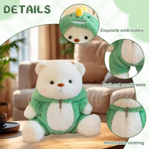 Plüschtier Teddybär mit Dinosaurier Kostüm, 30cm Teddybär, Teddy Plüschtier, Plüschtier Stofftier Teddy, Teddybär Plüschtier, Kuscheltier Bär, Geschenke für Geburtstag, Weihnachten, Valentinstag