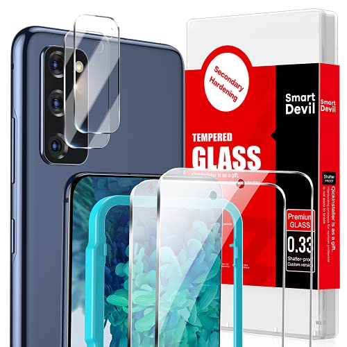 SmartDevil Displayschutzfolie für Samsung S20 FE 5G / 4G, 2 Panzerglas und 2 Kameralinsen Schutzfolie mit Einfacher Installation Rahmen, Schutzfolie für Samsung S20 FE