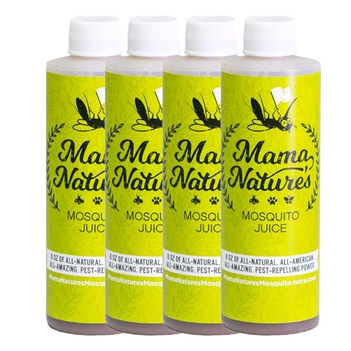 Mama Nature's Mosquito Juice - All Natural, Non-Toxic Mosquito & Tick Spray for Yard - DEET-Free Organic Outdoor Repellent for Lawn, Patio, Garden & Backyard - Safe for Kids, Pets & Plants | 4-Pack