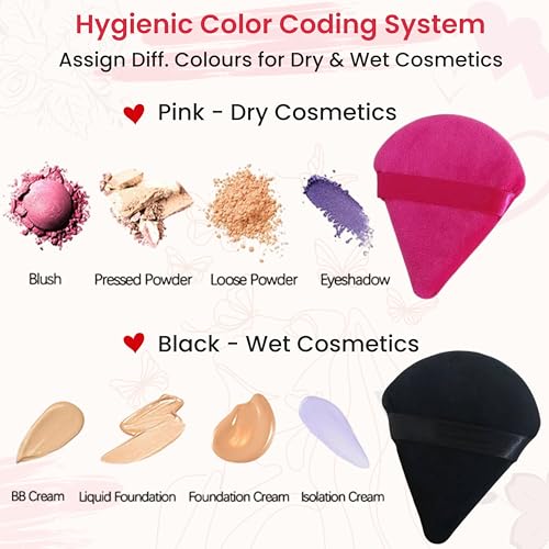 Image of TEMPERIA (6 Pcs) Powder & Makeup Puff for Women - Face Foundation Triangle Pizza Puff Blender Sponge Set - Smooth Coverage | Ultra Soft | Travel Friendly | Reusable (Random Colors) (FF207)