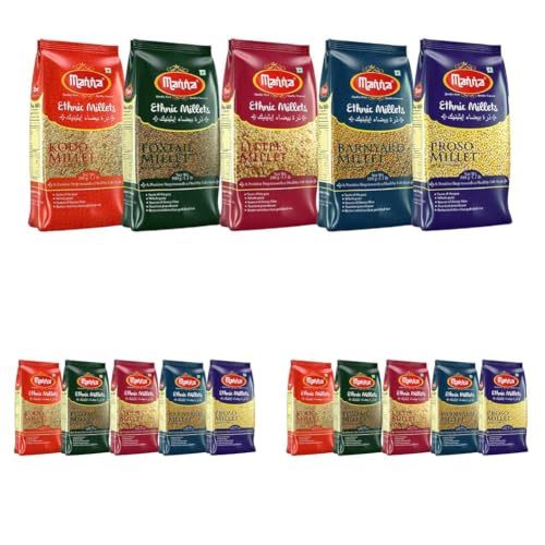 Image of Manna Millets 2.5Kg Whole Grains, Combo Pack of 15, Foxtail, Kodo, Little, Barnyard, Proso, Certified Low GI, Unpolished Natural Grains 500g (Pack of 15)