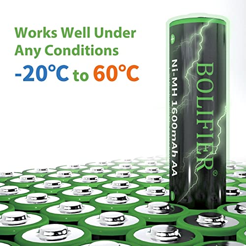 Bolifier Nimh Rechargeable Aa Batteries, 1600Mah High Capacity Solar Lights Batteries Aa 1.2V Pre-Charged Double A Battery For Outdoor Solar Lights, Household Devices (Aa1600- Pack 12) #TOP3