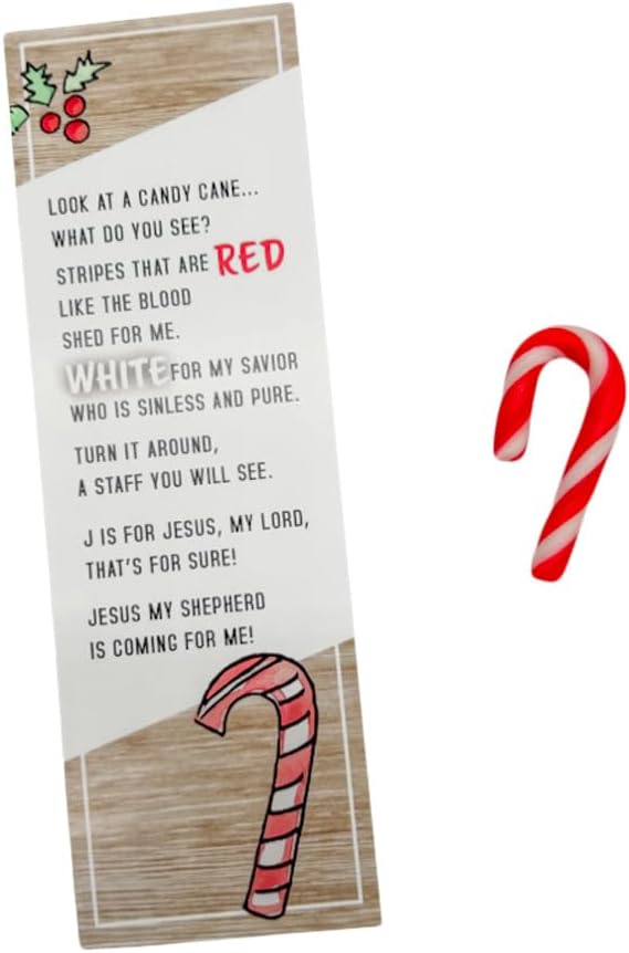 Candy Cane Story Bookmark Set- Includes 2 Inch Candy Canes and Bookmarks for Children’s Ministry (100)