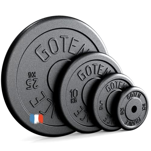 GOTEN | Made in France - Disques de Poids en Fonte 2 x 10 kg pour Barre d'haltères 25 mm (1 Pouce) - Noir Mate | Musculation/Fitness/Haltérophilie Cover