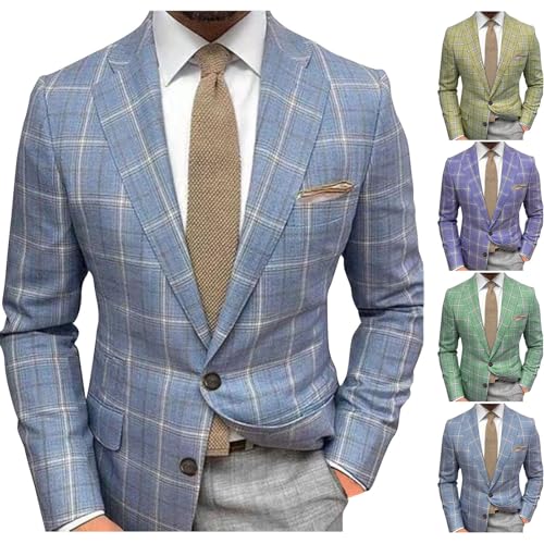 Cambkatl Men's Vintage Plaid Blazers, Classic Two Button Casual Sports Coat Slim Fit Notch Lapel Daily Business Suit Jackets2