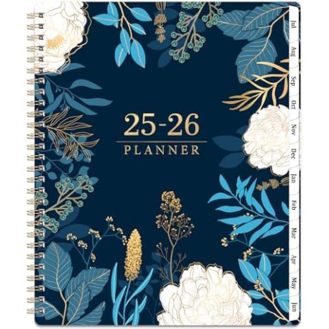 2025-2026 Planner - Academic Planner 2025-2026, Weekly & Monthly Planner, July 2025 - June 2026, 8'' x 10'', Monthly Tabs, Twin-wire Binding, Thick Paper, Check Boxes, Perfect Daily Organizer Cover