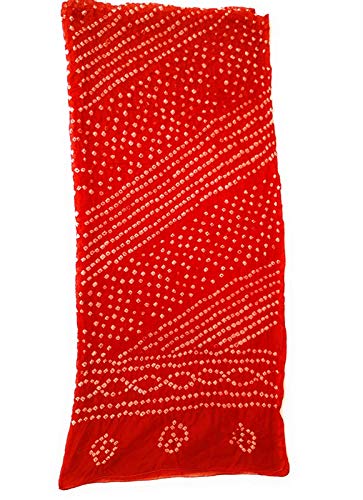 Image of PK HUB Women's Jaipuri Rajasthani Bandhani Dupatta | Art Silk Bandhej Dupatta with Gota Patti Work & Tassels (Free size)