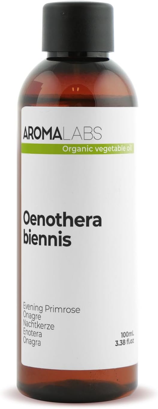 Organic Evening Primrose (Oenothera Biennis) – 100 ml – Virgin and AB Certified Vegetable Oil – Menstrual Cycle & Cardiovascular and Skin Health – Aroma Labs – Made in France