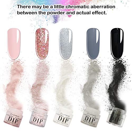 Latorice Dipping Powder Nail starter Kit of 5 color for French Nail Manicure Nail Art Set Essential Kit, 5pc Dipping Powder, 3pc 12ML Liquid, No UV Lamp,Easy to Apply - Thumbnail 5