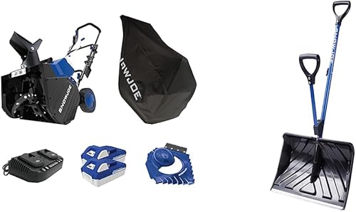 Miniatura 1 de Snow Joe Paquete de soplador de nieve IONMAX de 24V-X2-SB18-TV1 de 24 voltios y pala de nieve SJ-SHLV20 Shovelution de 20 pulgadas, con mango