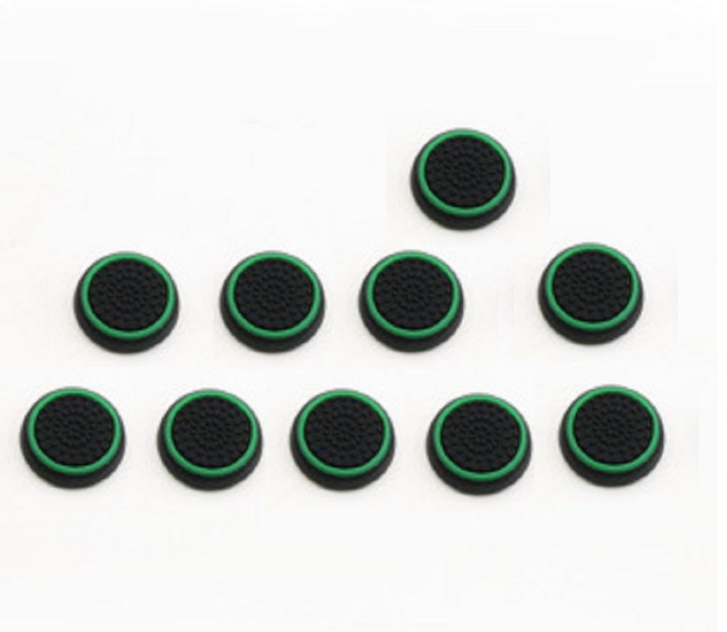 Youji® 5 Pairs/10 PCS Replacement Silicone Analog Controller Joystick Thumb Stick Grips Caps Cover for PS4 PS3 PS2 Xbox One/360 Game Controller-Green