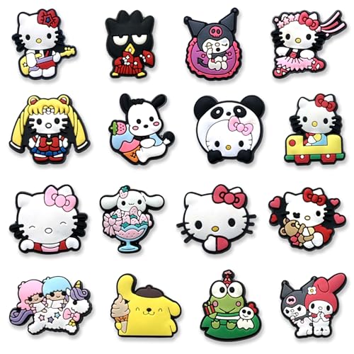Cartoon Shoe Charms for Croc Clogs Sandals Cute Shoe Decorations (White)