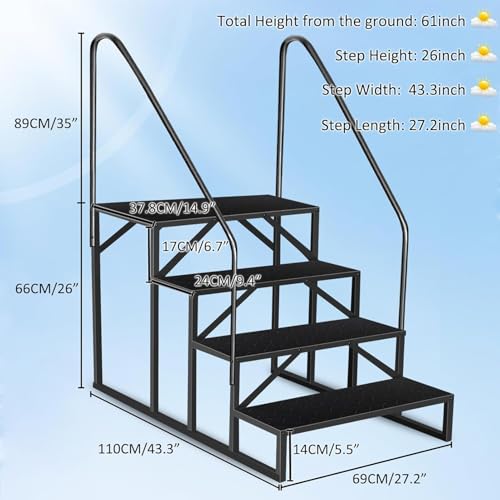 Escalera para Piscina Elevada 4 Peldaños Negra miniatura 3