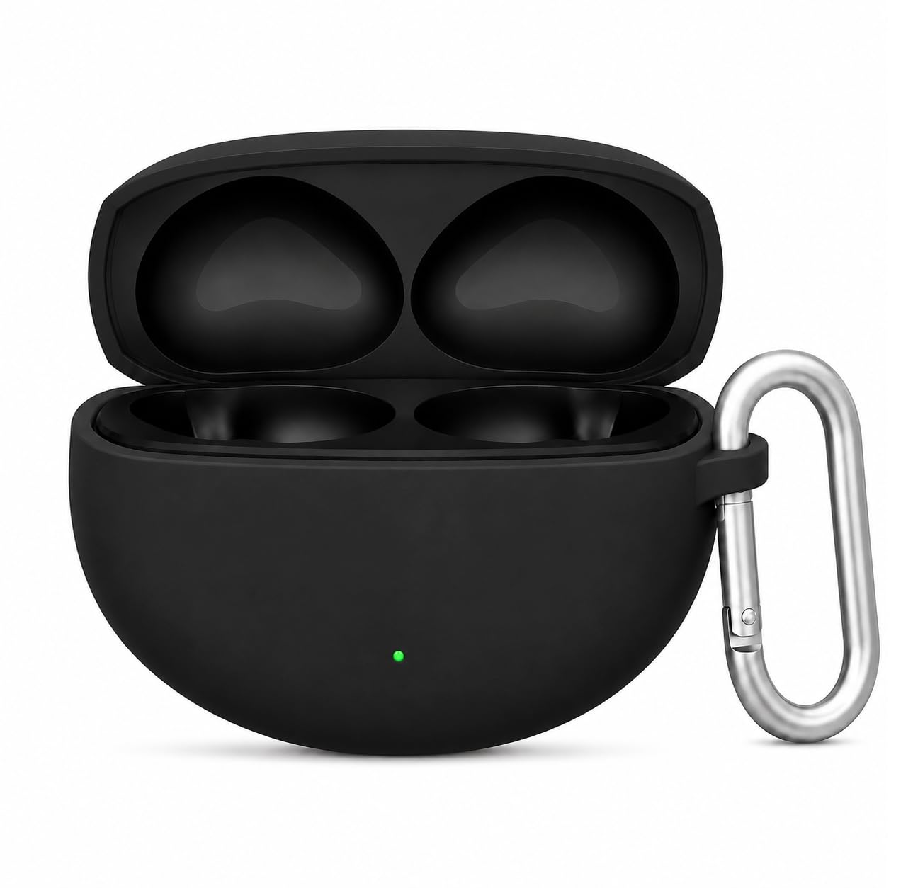 Silicone Case for Oppo Enco Air 5 Pro TWS Earbuds, Shockproof Cover with Heavy Duty Carabiner, LED Visible (Black)-image-48